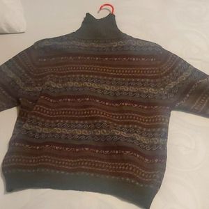 Vintage Eddie Bauer Green Wool Turtleneck Sweater